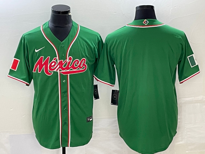 Men's Mexico Baseball Blank 2023 Green World Baseball Classic Stitched Jersey